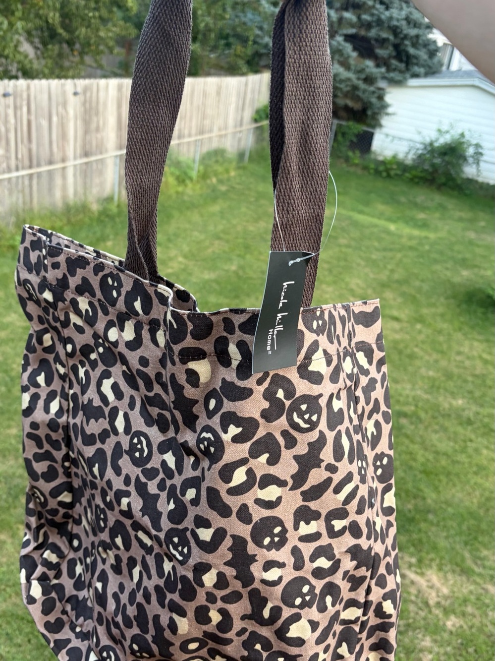 Nicole Miller Leopard-Print Canvas Tote in Brown and Black